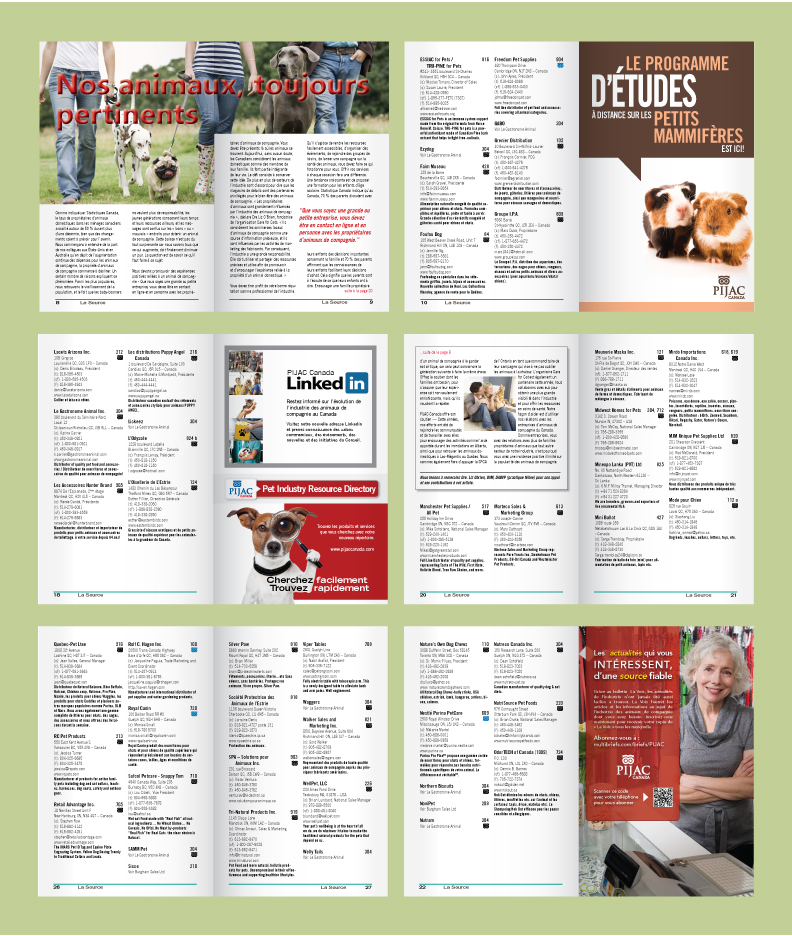 Pet Trade Show French Exhibition  national Canadian Show Guide table of contents floor plan ads organization