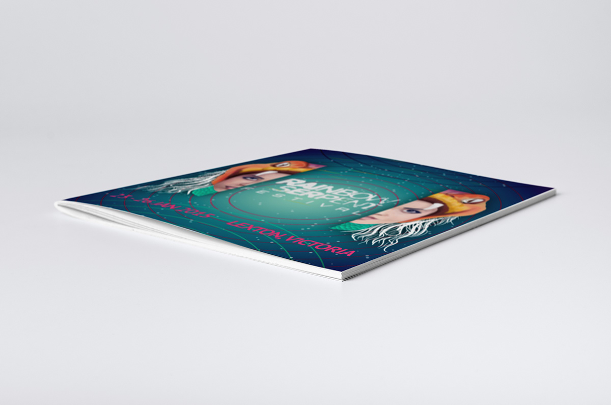 rainbow serpant festival Booklet poster digital painting girl Music Festival