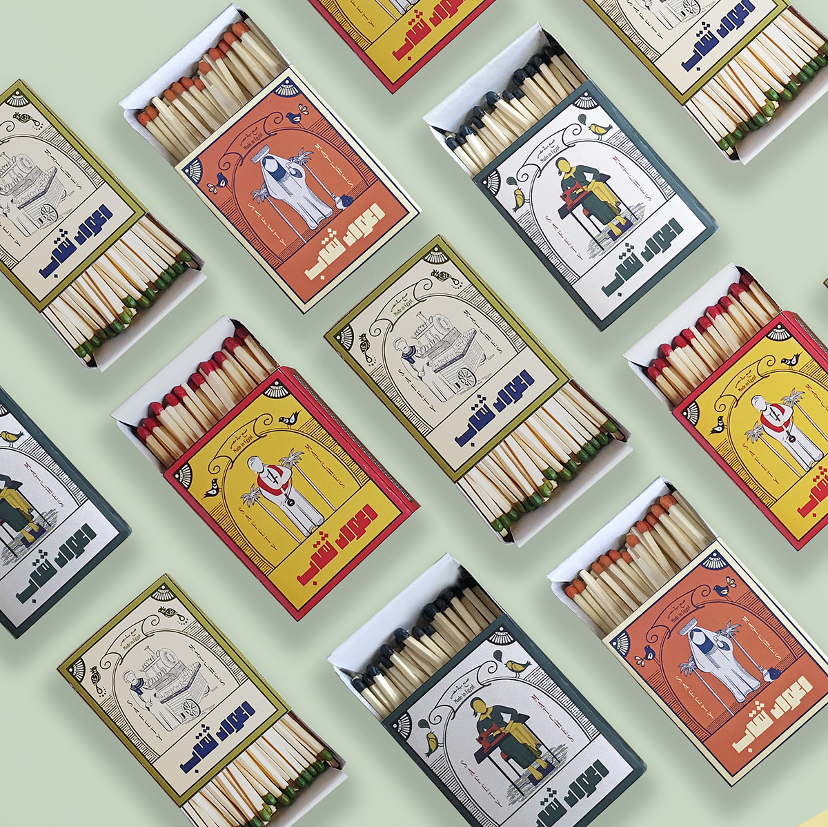 Safety matches  egyptian graphic design  ILLUSTRATION  egyptian art Packaging egypt folk Matches Photography 