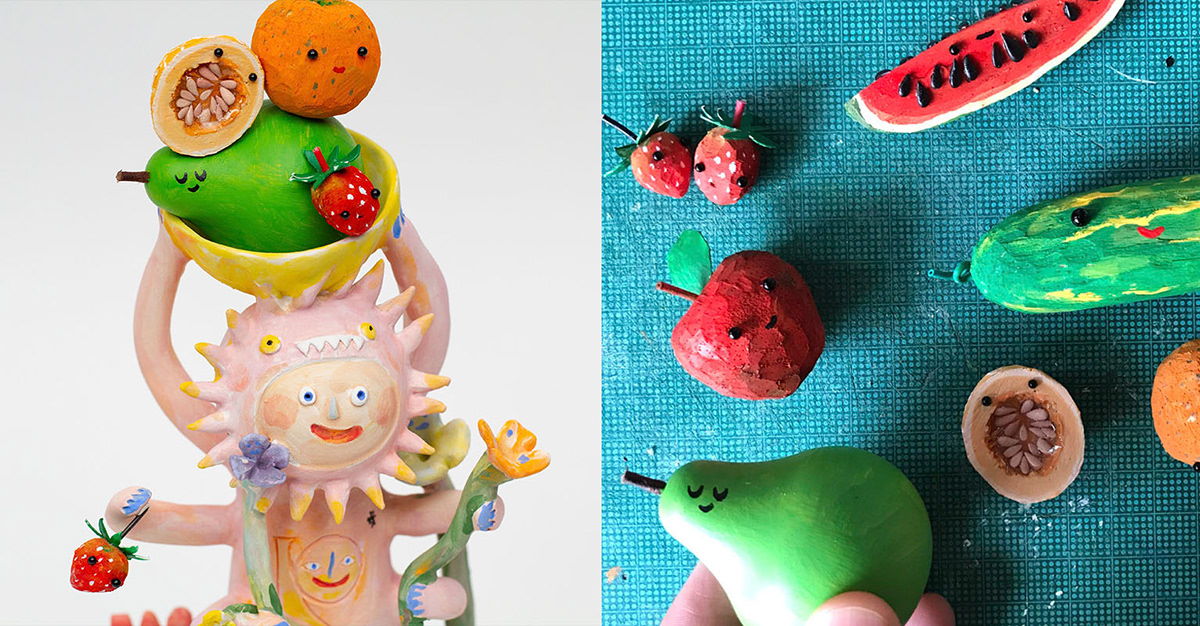 ceramics  Character design  fruits garden ILLUSTRATION  sculpture