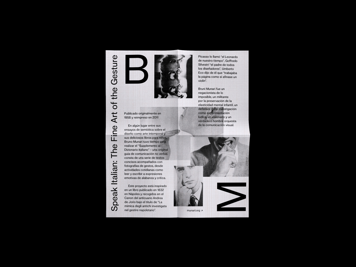 bruno munari brochure diptych monochrome black typo