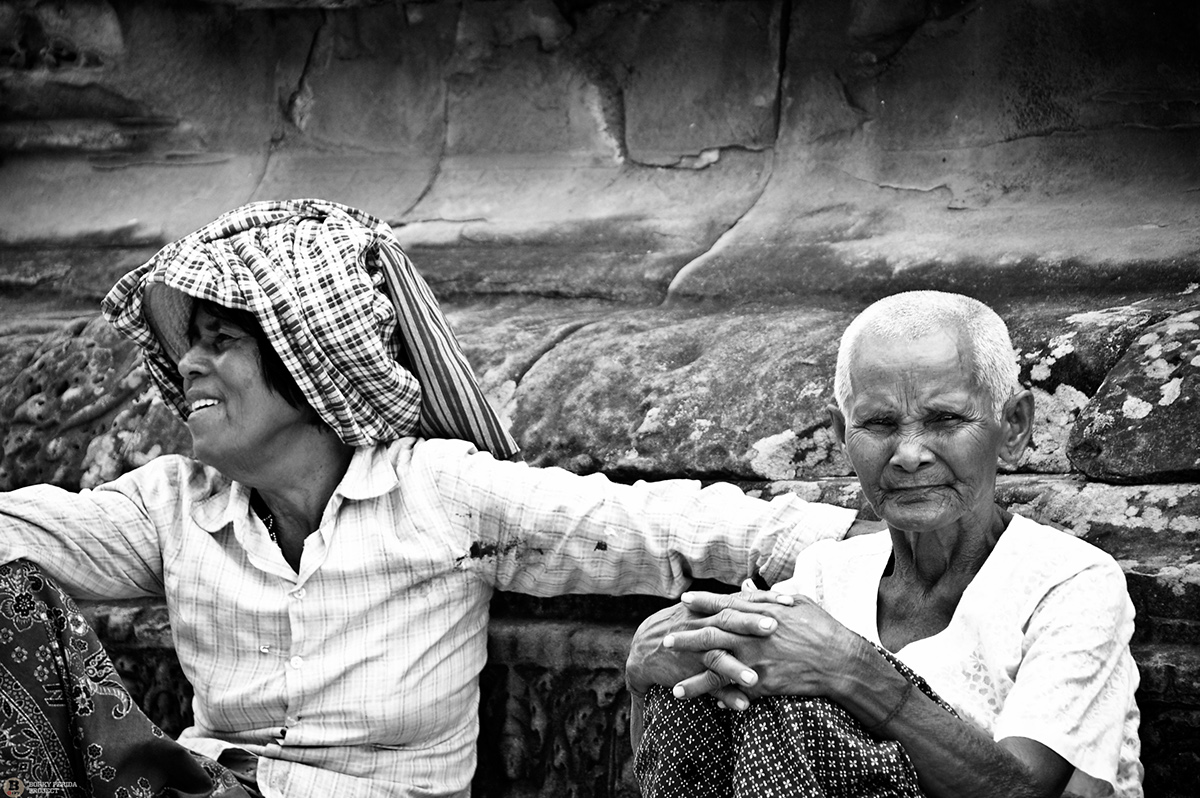 portraits Cambodia black and white people