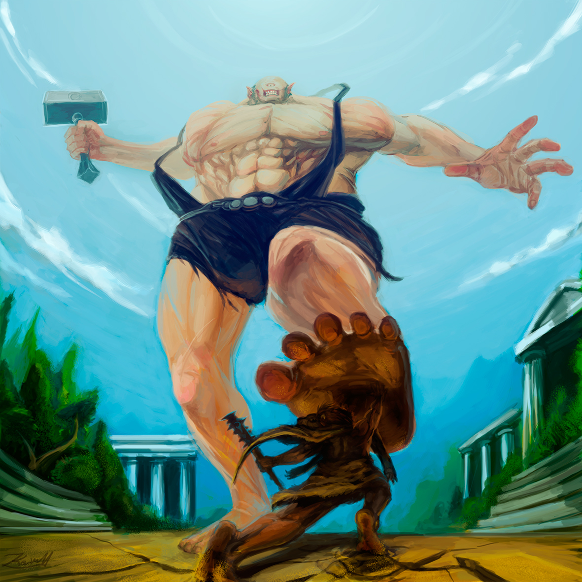 cyclops heracles hercules myth greek Classic digital painting Mitos y Leyendas kevin mura giant