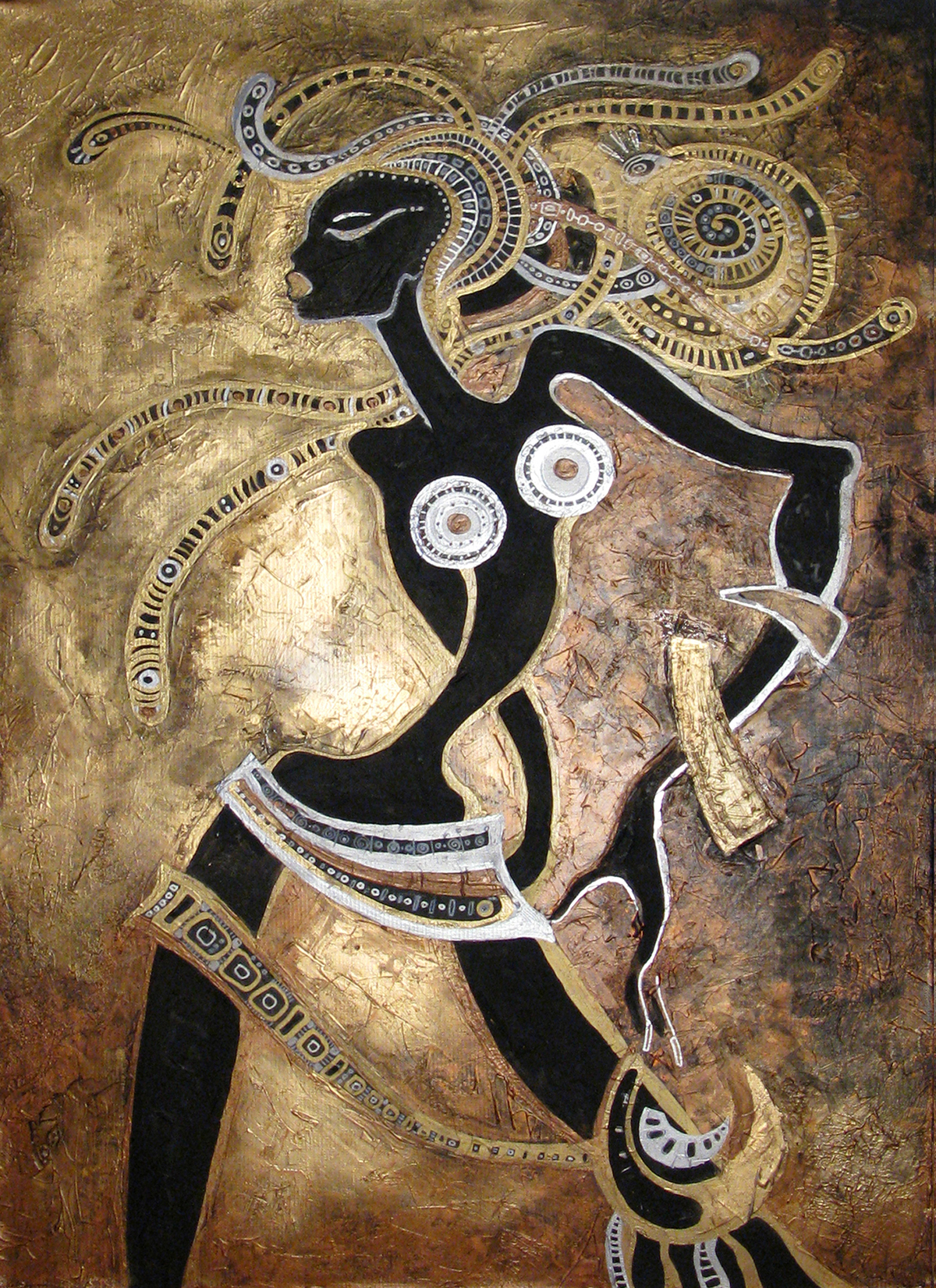 2D art gold woman africa catalog women portrait DANCE   Silhouette african black silver africa egypt