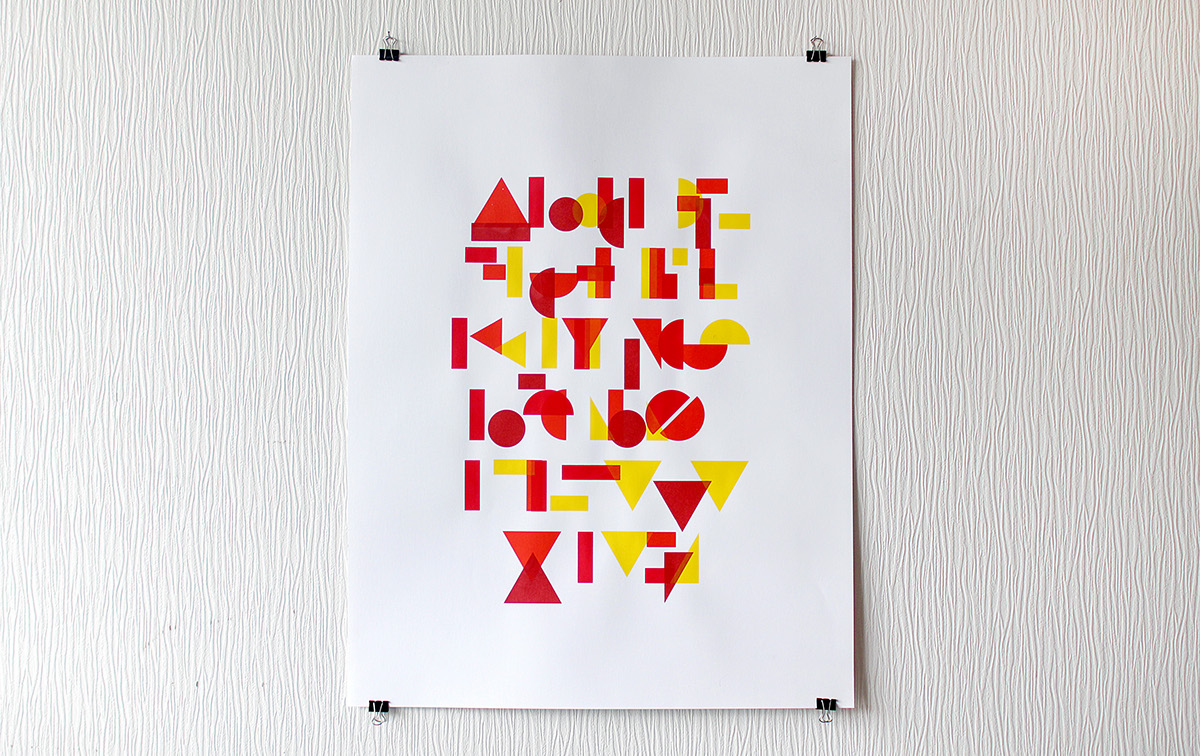 print affiche font geomtric Bloc transparence superposition sérigraphie forme art design graphic design graphique