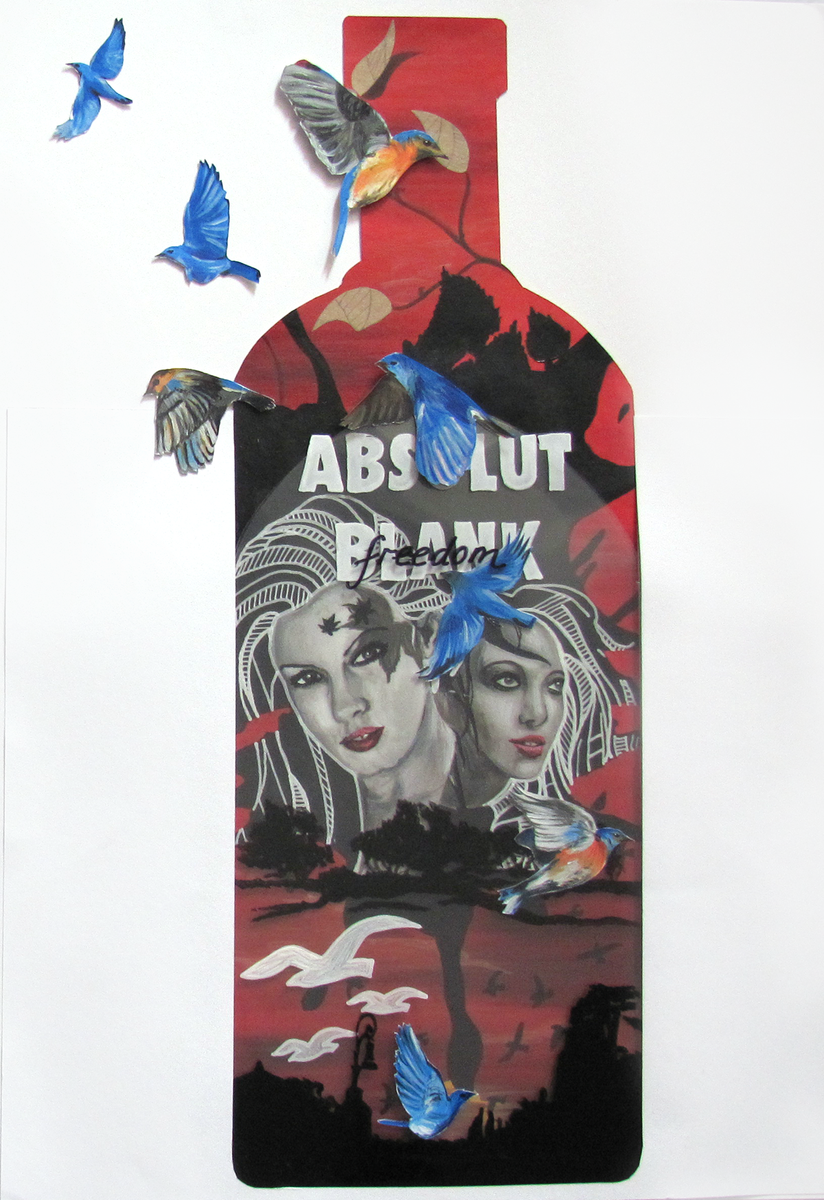 absolut blank Absolut vodka Vodka freedom escapism layered art Acrylic paint acetate graphics poster bottle design