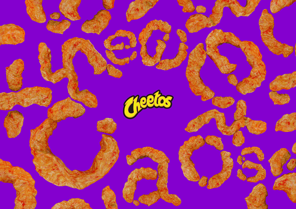 3D typography   3d animation blender Cheetos chips font New Zealand Typeface