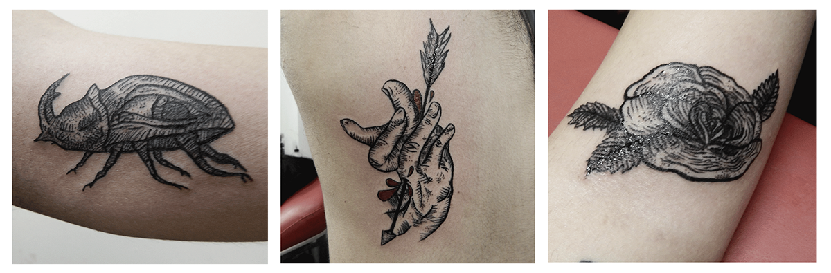tattoo tattoos Flash tattoo flash beetle hand arrow rose blackwork tooth