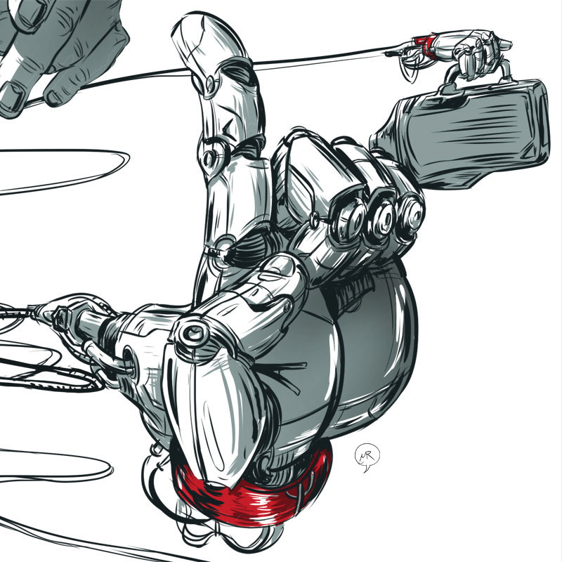 support service Cyberpunk illustrations robots people