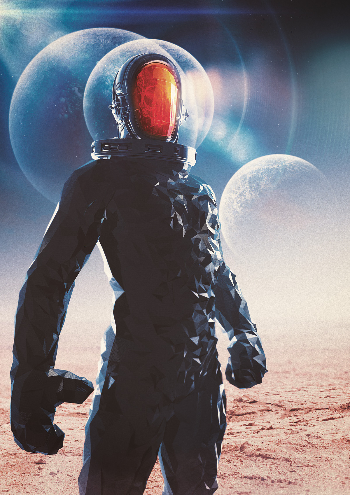 3D android astronaut c4d CG cinema 4d Cyborg digital poster robot SKY Space  universe skull