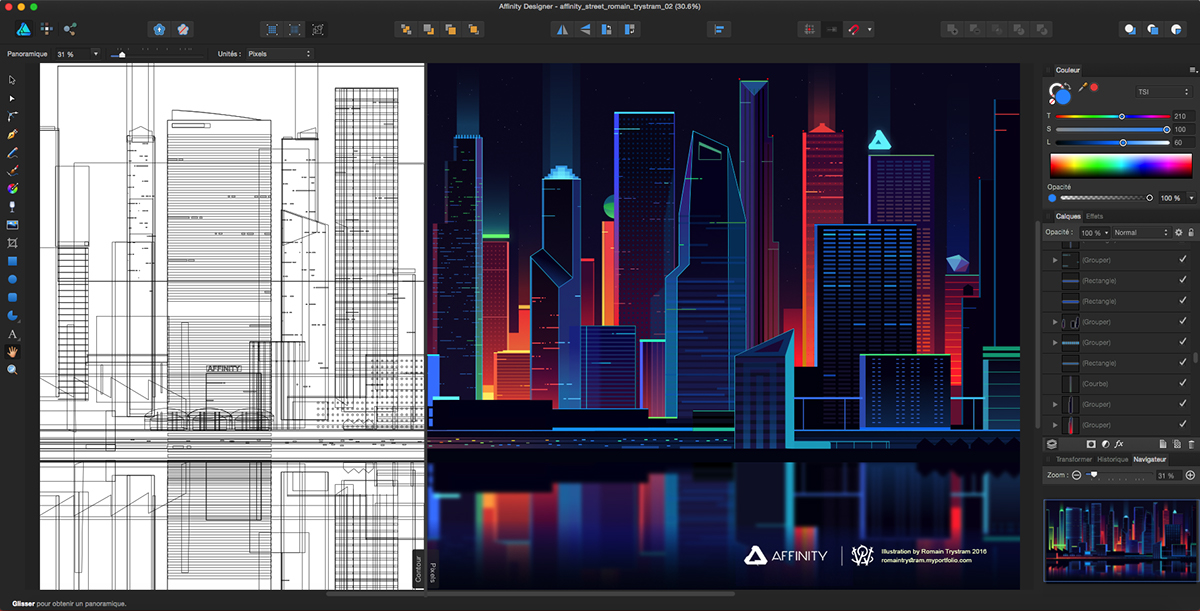 app affinity designer Affinity software neon light Urban city trystram futur Technology wallpaper Retro