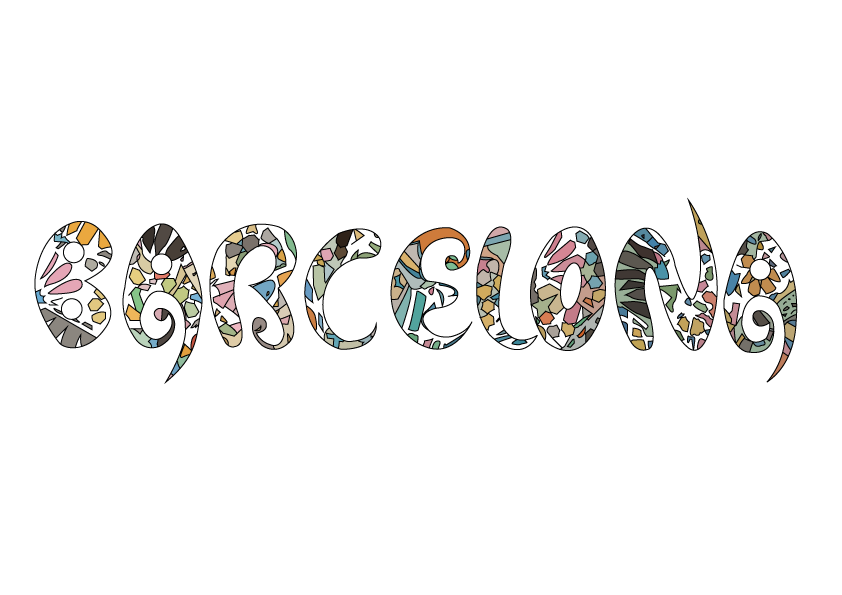 typografie barcelona stad font mozaiek characteristics karakter design tekening draw Illustrator ontwerp grafisch