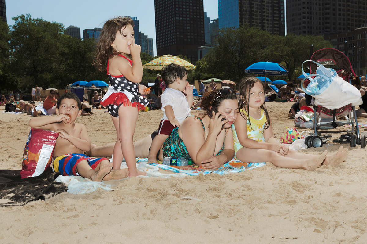 beach chicago american water sand people candid color