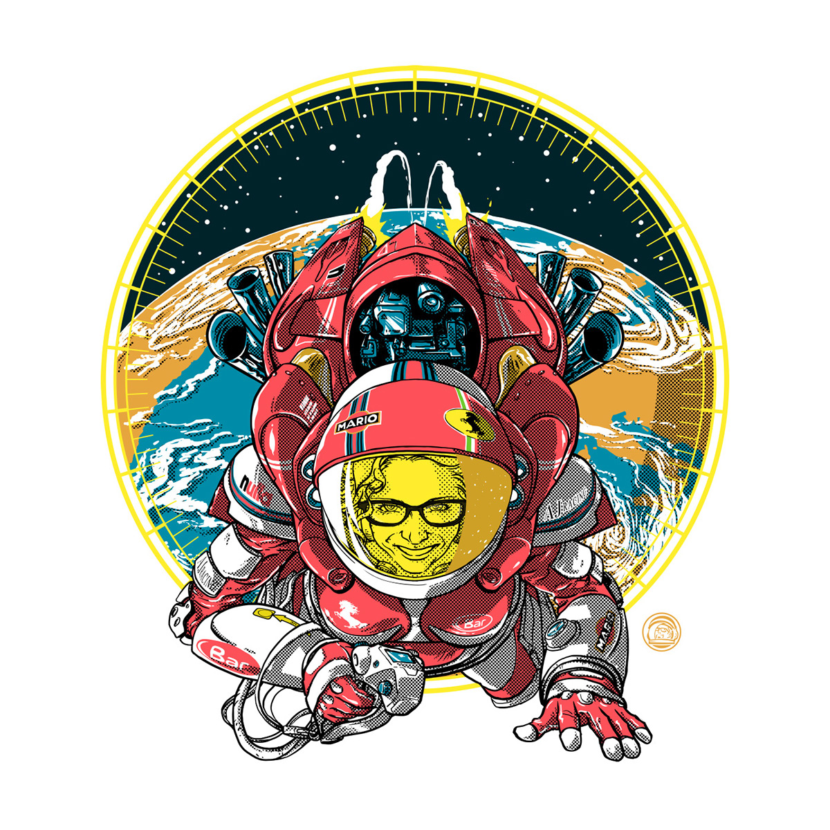 tshirt shirtdesign ILLUSTRATION  astronaut Space  spacesuit made in italy FERRARI nerd geek