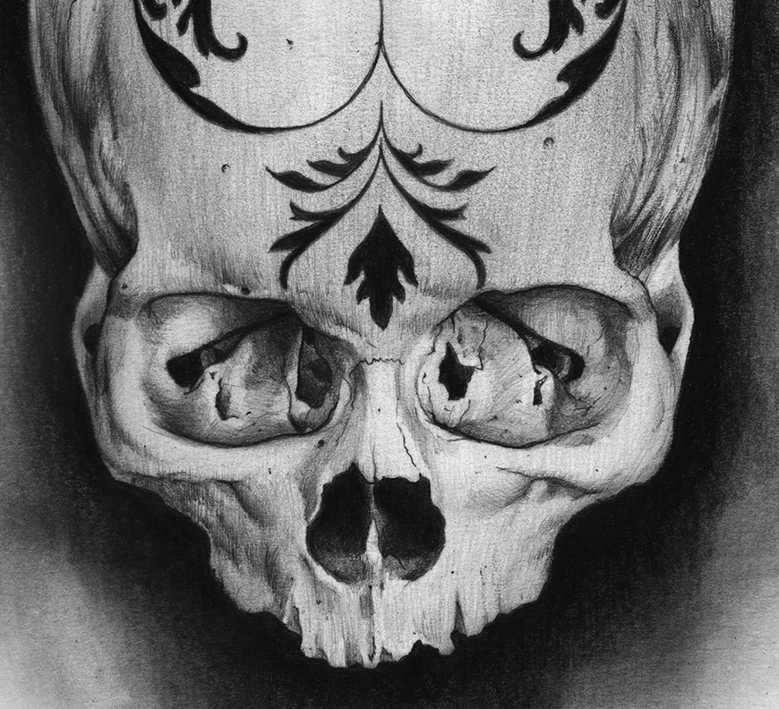 skull pencil black ornement