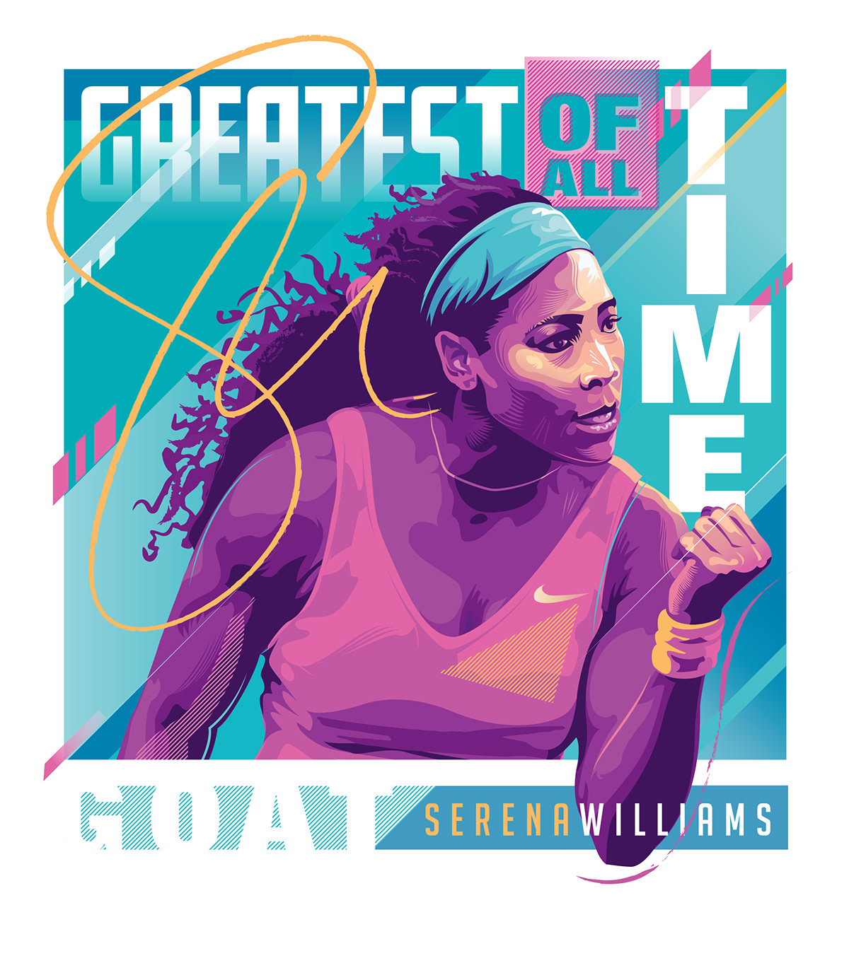 muhammad ali Serena Williams LeBron James roger federer portraits tennis basketball Boxing G.O.A.T. Greatest Of All