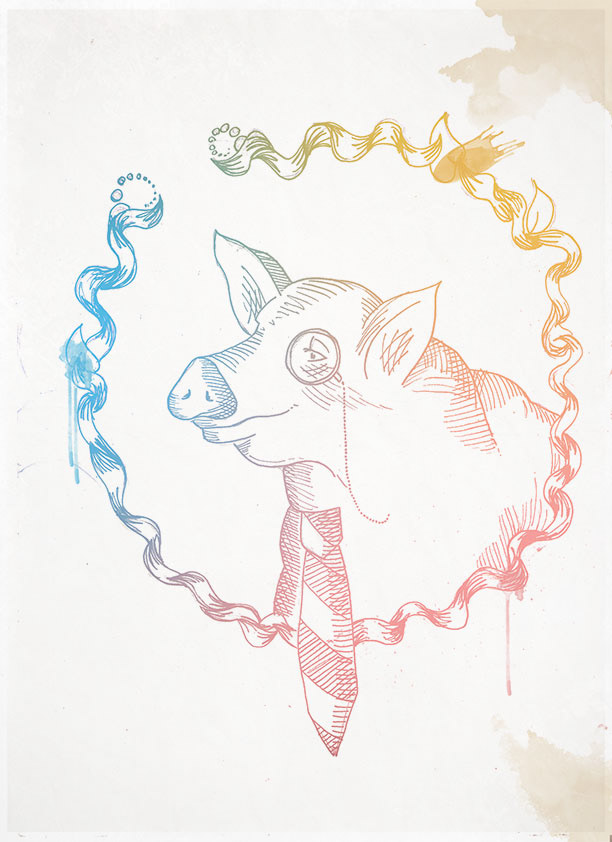 pig cochon dessin pastel traits