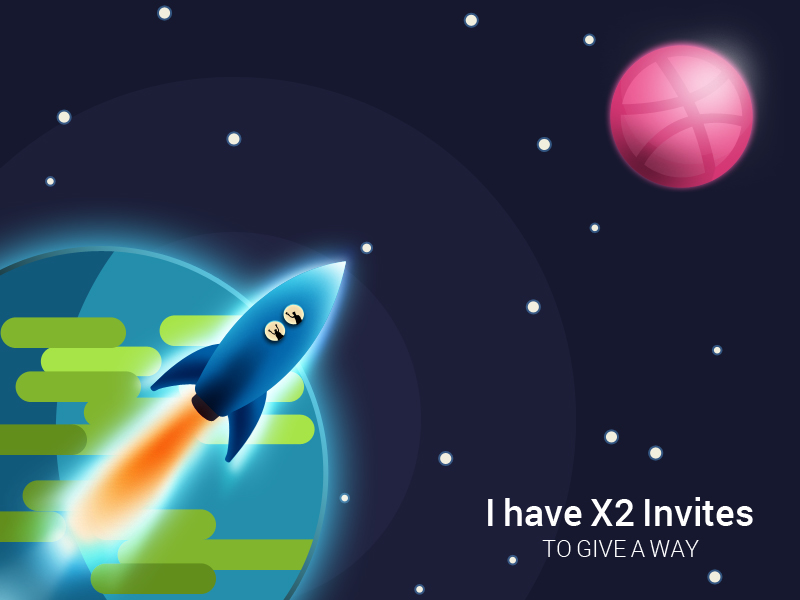 invite x2 dribbble globe rocket