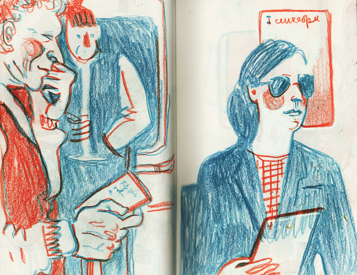sketches people metro underground