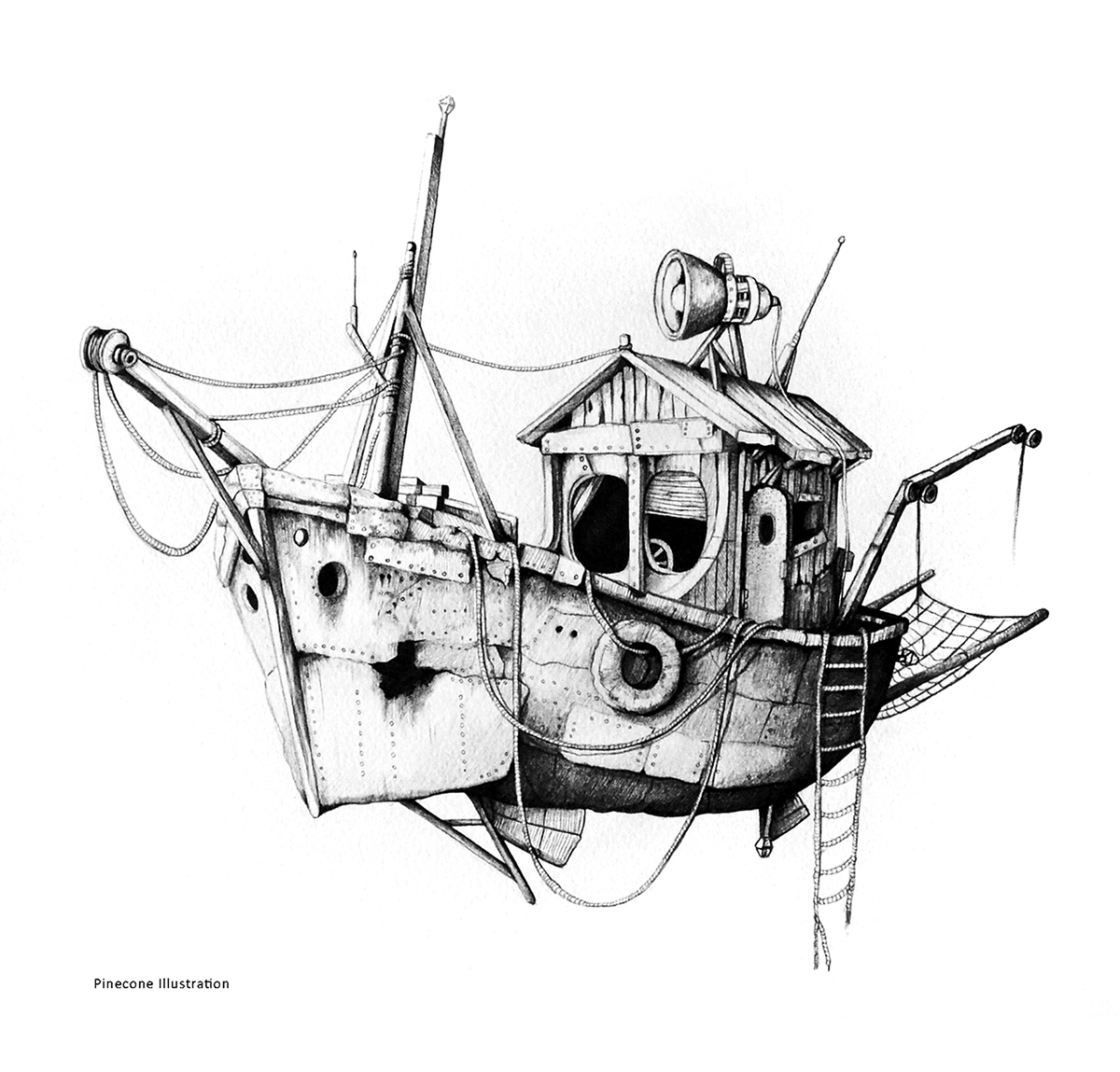 ship Flying Ship postapo postapocaliptic cutter fishing boat