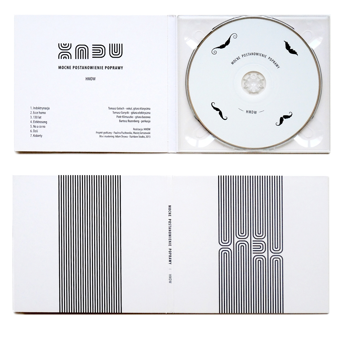 logo cd cover Album rock stripes enigmatic surprise moustache b&w black and white digipack package vector