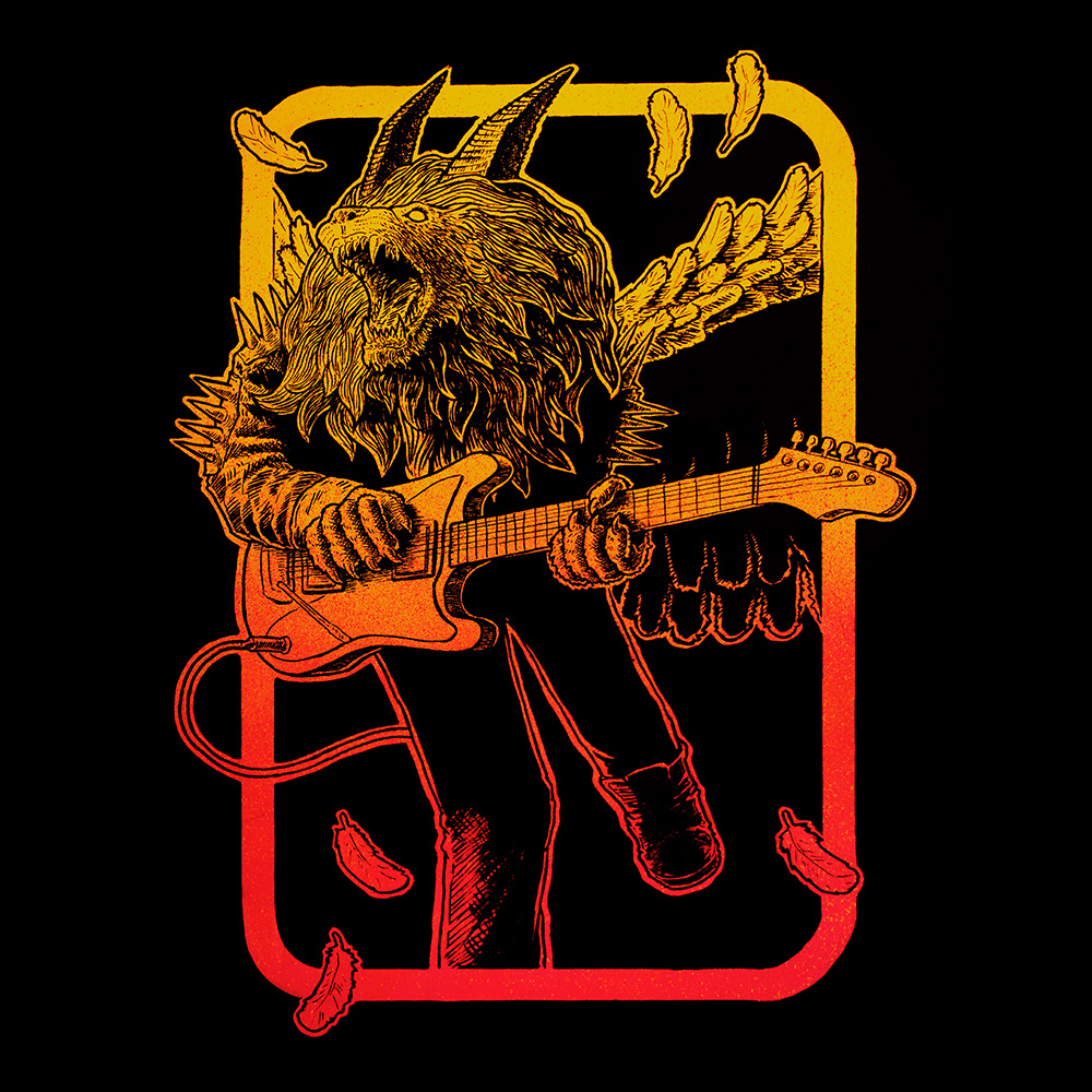lion rock metal shirt design winged painting   Posca music