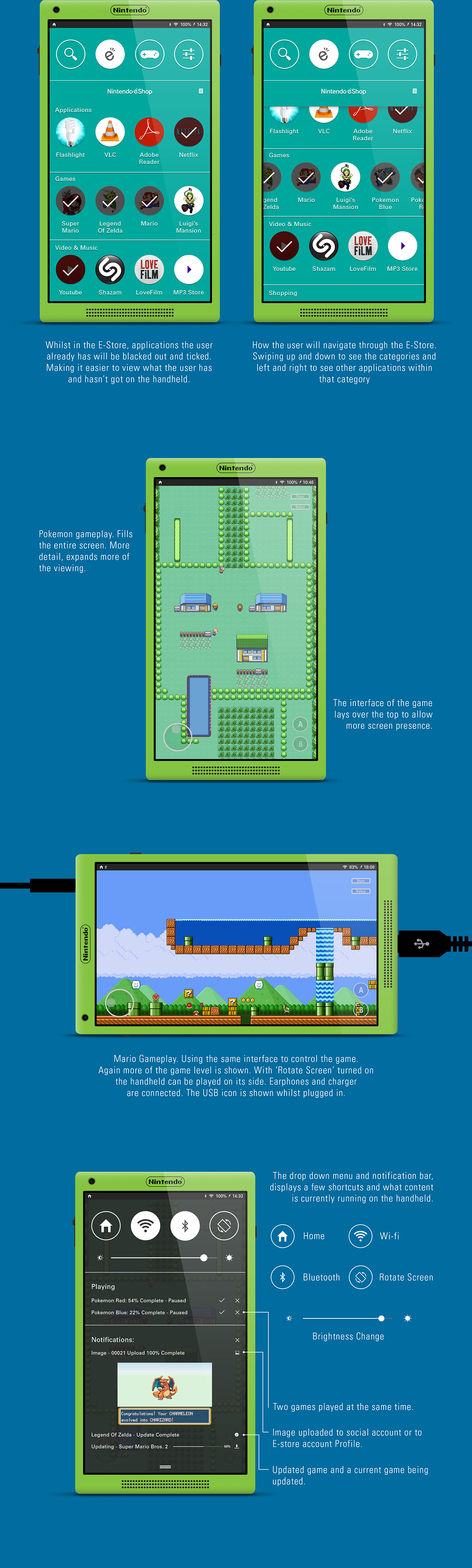 Nintendo Pokemon mario UI USER INTERACTIVE Minimalism minimalistic design gameboy concept