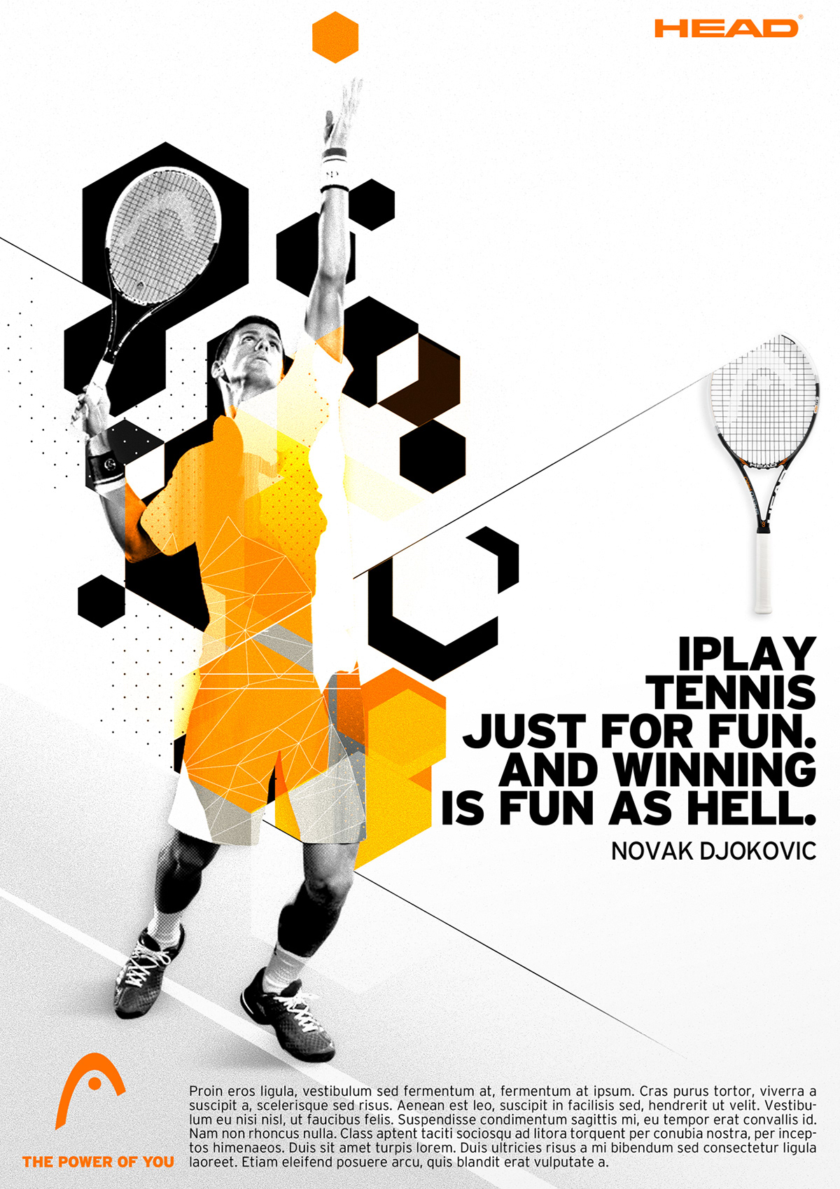 tennis sport head hexagon raquet logo