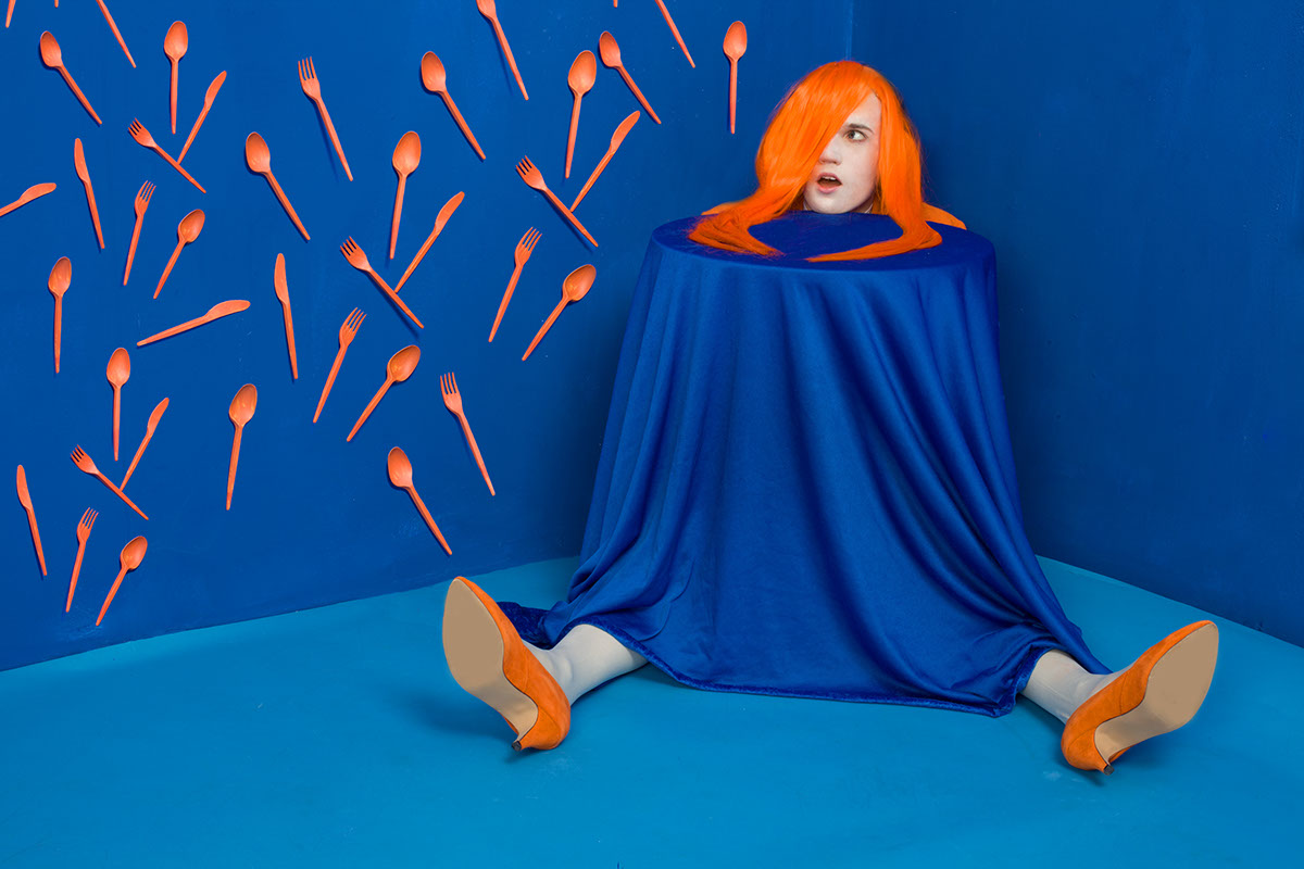 colour surreal orange blue forks knife surrealism Absurd