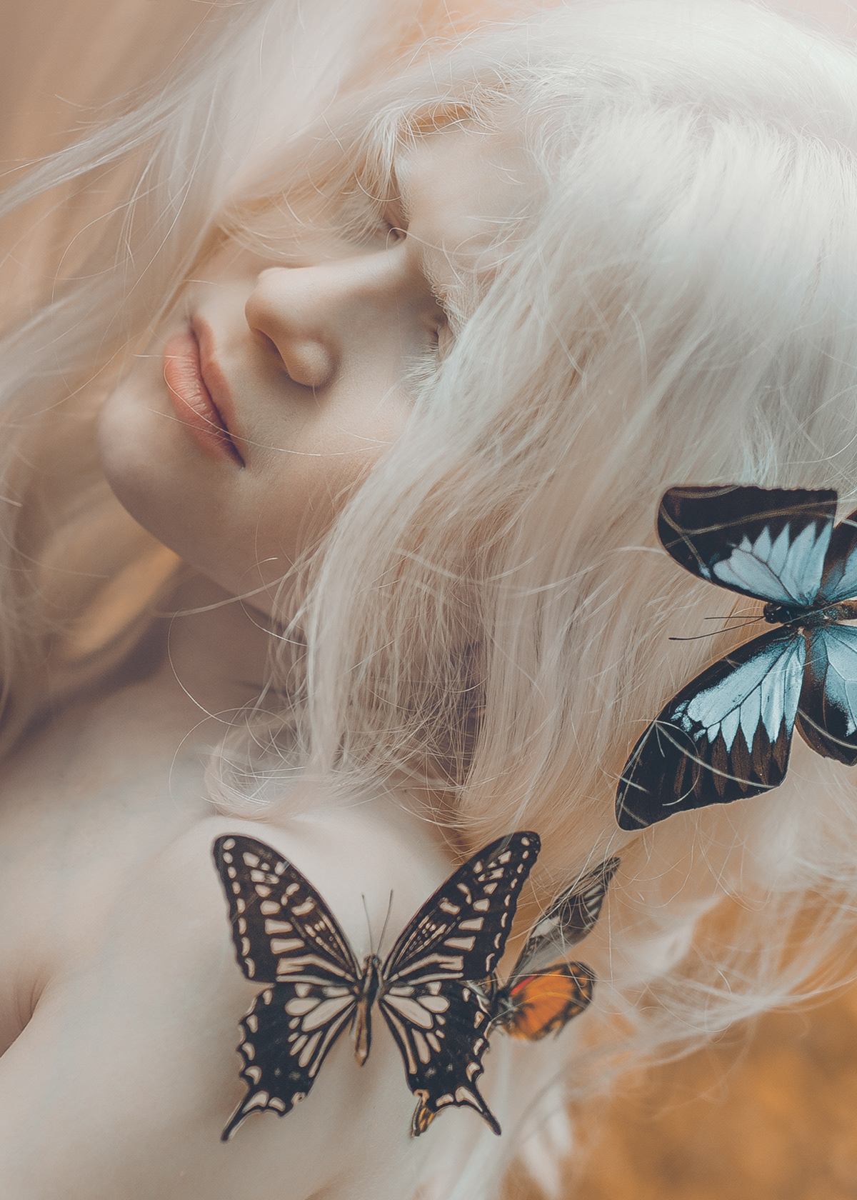 Albinism portrait butterflies Photography  details dream Love Sisters skin spring