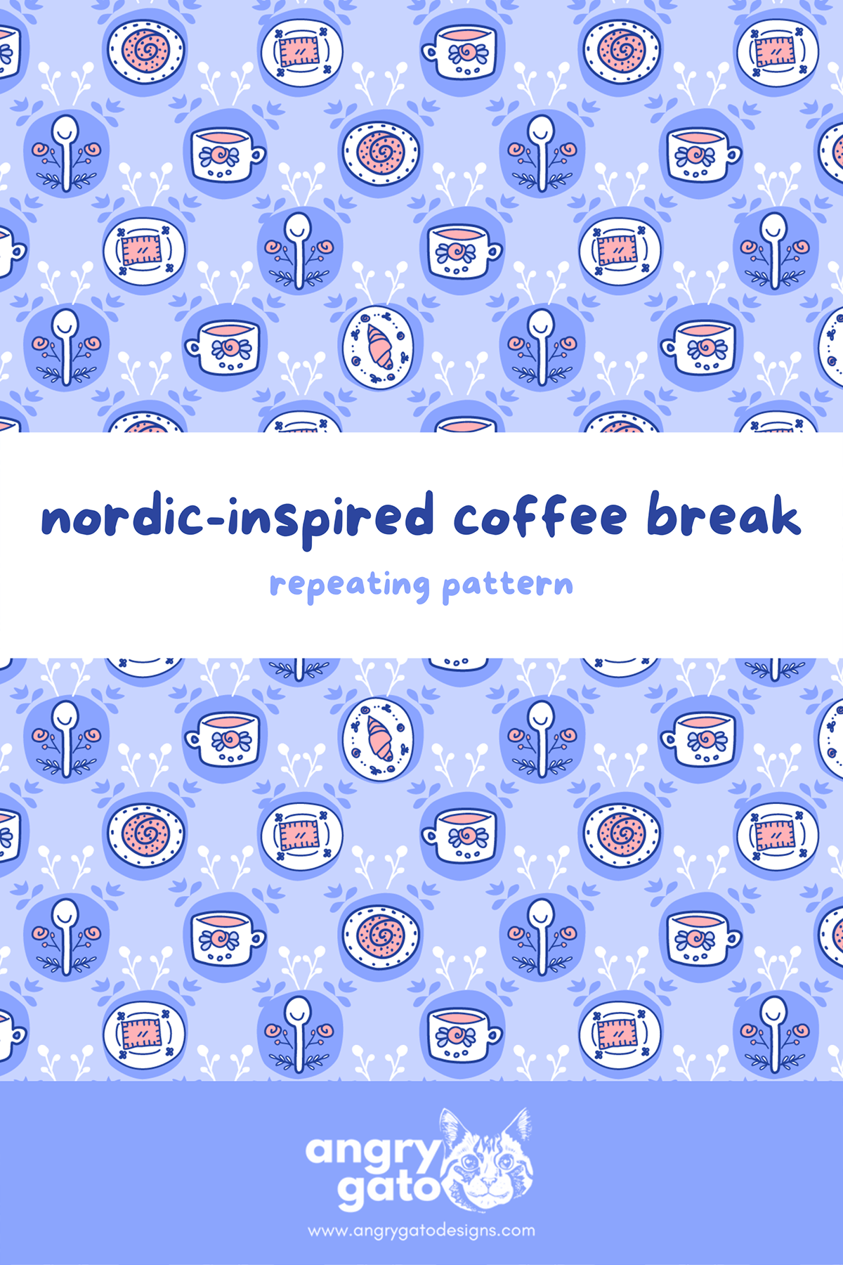 adobe illustrator coffee break coffee fabric folk art nordic style spoonflower Surface Pattern surface pattern design Sweets vector
