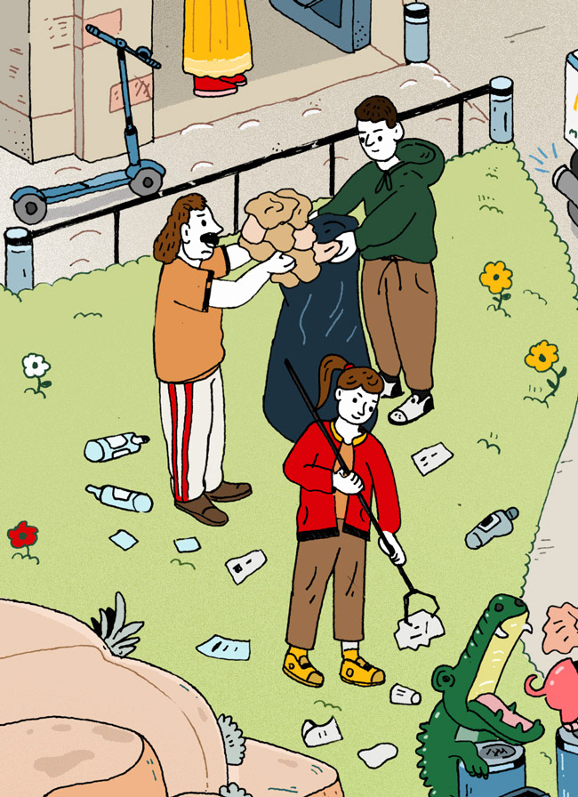 city City Life Competition digital illustration finland littering McDonalds suomi