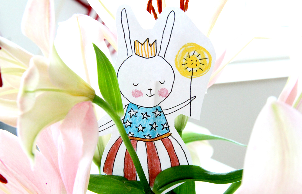 paper toy paper doll seasonal july 4 patriotic kawaii bunny hand drawn kids children play paper play educational printable cute art