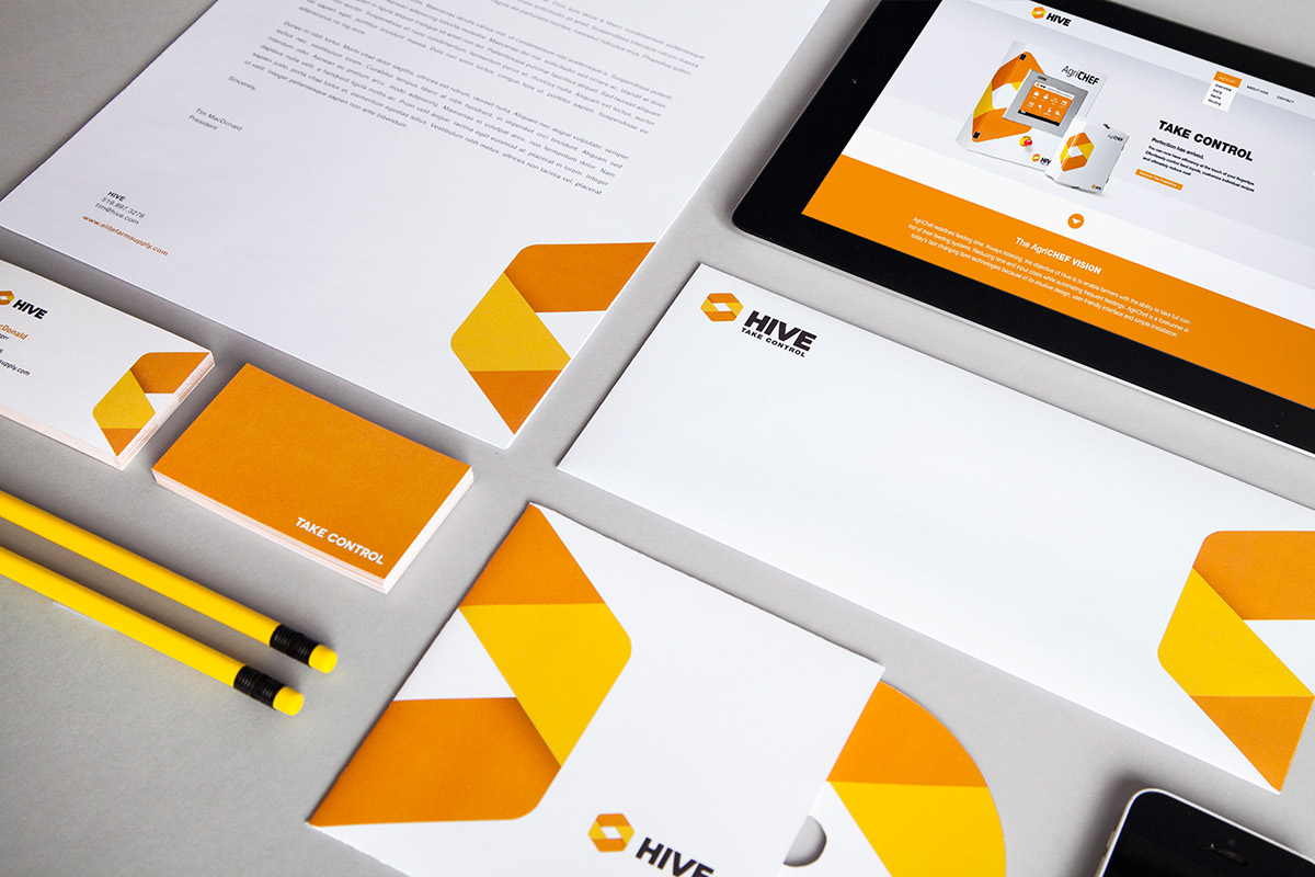 logo Logo Design corporate industrial stationary Website identity hive box brand business card print Agricultural orange inspiration
