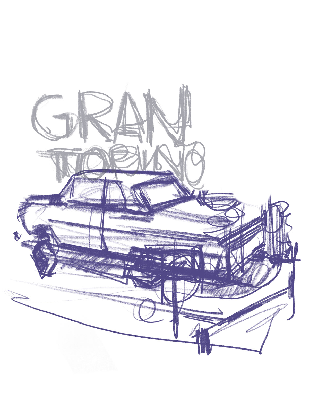 Gran Torino Old car movie poster Clint Eastwood Poster Design typography   HAND LETTERING classic car Procreate inktober type