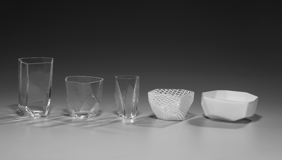 glassware glass risd geometric transparent modular minimal Drinkware vessel bowl Champagne wine dessert Collection