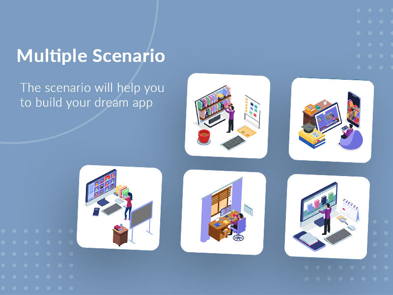 app Character Collection Education ILLUSTRATION  Isometric learning Responsive UI Web