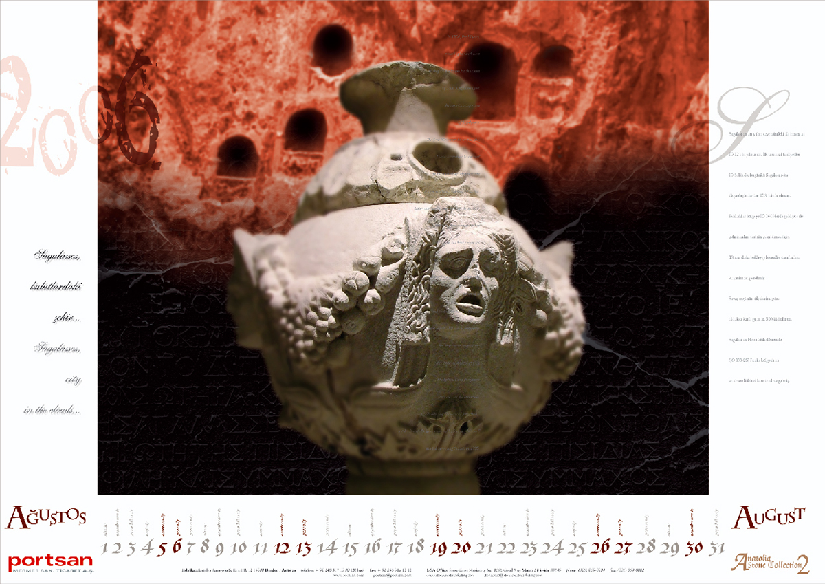 calendar presentation design calendar design sculpture ancient ruins ruins Ancient sagalassos Promotion