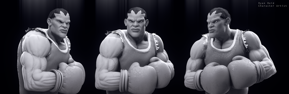 balrog 3D CG Maya photoshop Zbrush bust Character vray post Street Fighter Boxer stylized capcom