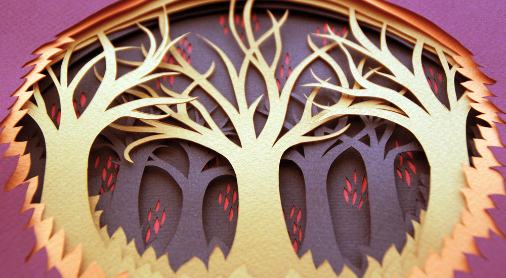 paper craft papercuts paper cuts paper handmade crafted Tree  forest Nature series