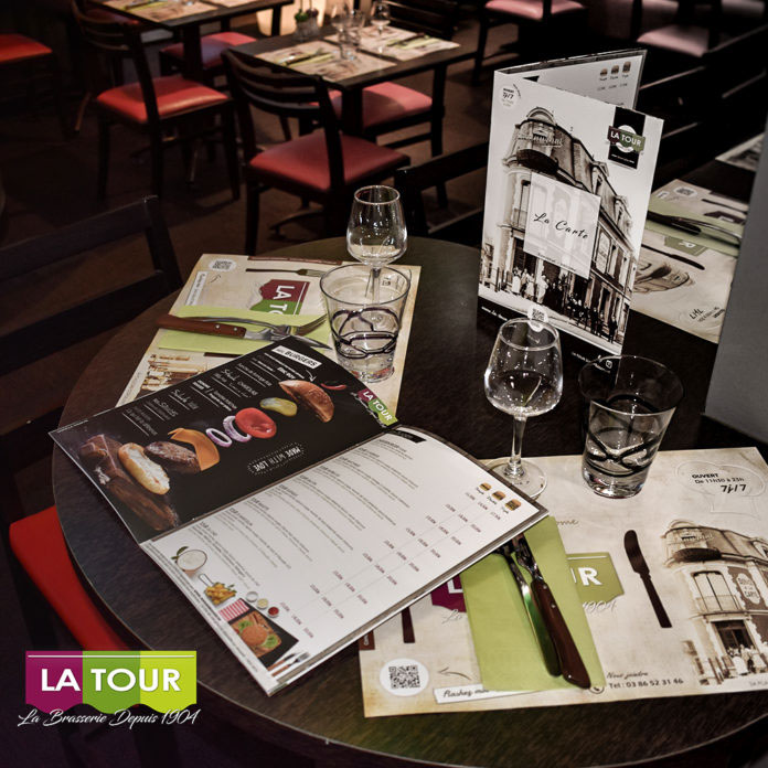 carte des menus Sets de table flyers porte addition set de table Auxerre Yonne Bourgogne la tour d'orbandelle carte de visite