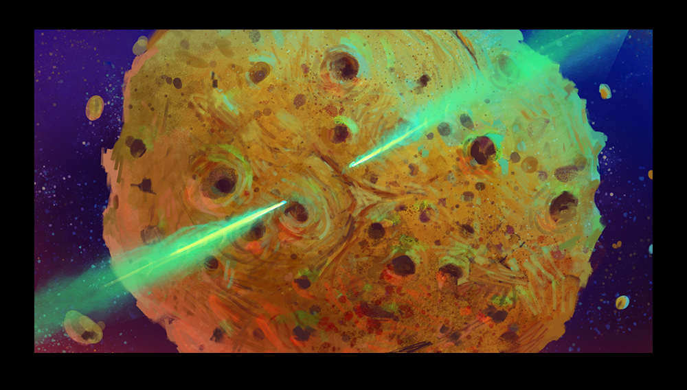 concept art environments sci-fi cartoon Asteroids race Space  bessonov