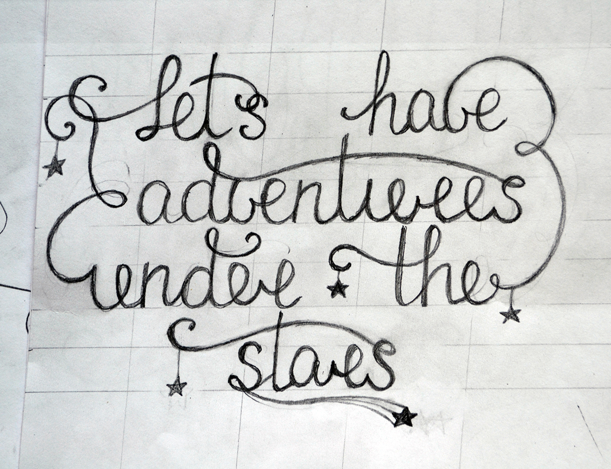 adventures stars lettering handdrawn quote romantic heart watercolor