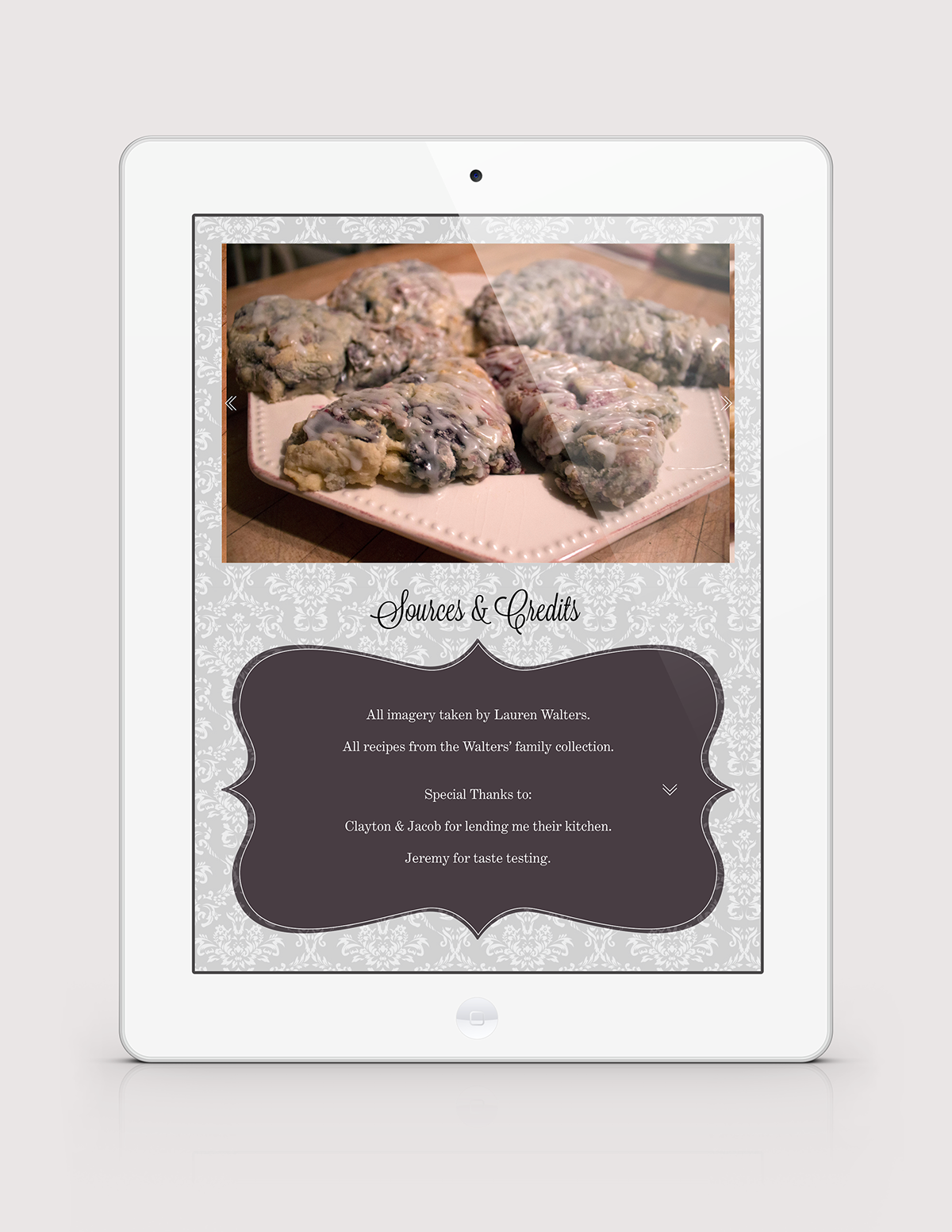 interactive iPad recipe design scones cream puffs tarts baking sweet dessert Culinary