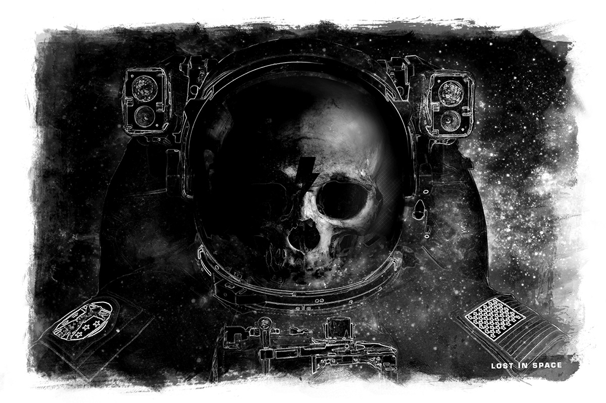 black and white skulls Space  outerspace