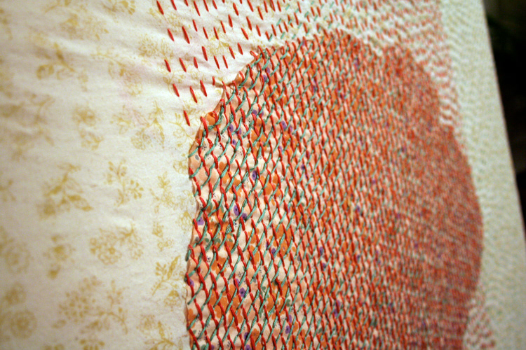 Embroidery textile Landscape geometric stitching