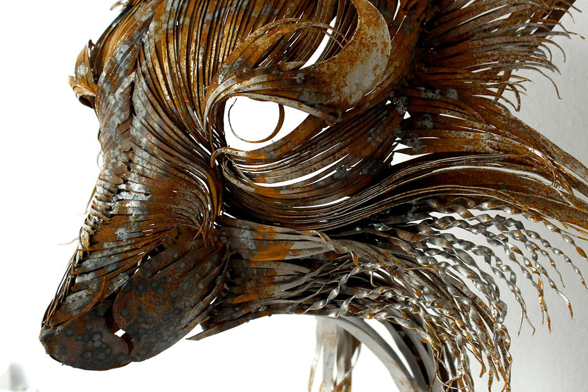 FOX metal sculpture animal wildlife