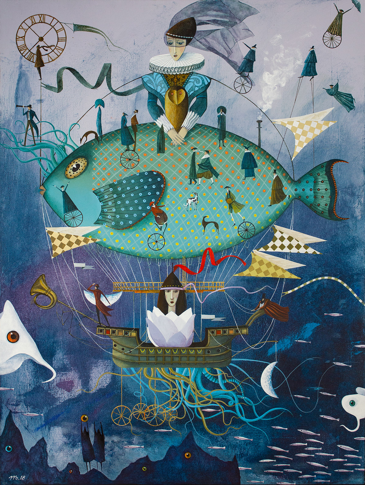 dream dreamscape ILLUSTRATION  painting   acrylic fish imagination fantasy fairy tale art