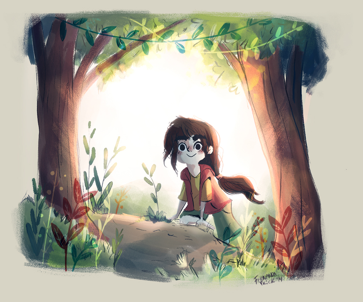 children book forest Nature girl exploring kids