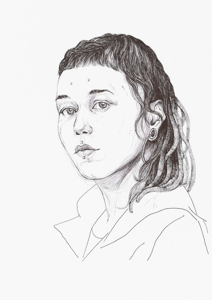 portraits drawings girls ILLUSTRATION  techno piercing Dreadlocks LigneClaire